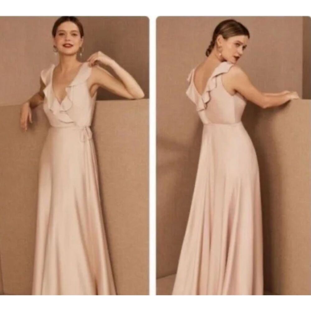 Sachin & Babi BHLDN Tansy Satin Cream Oyster Maxi Wrap Dress Size 16W NWT